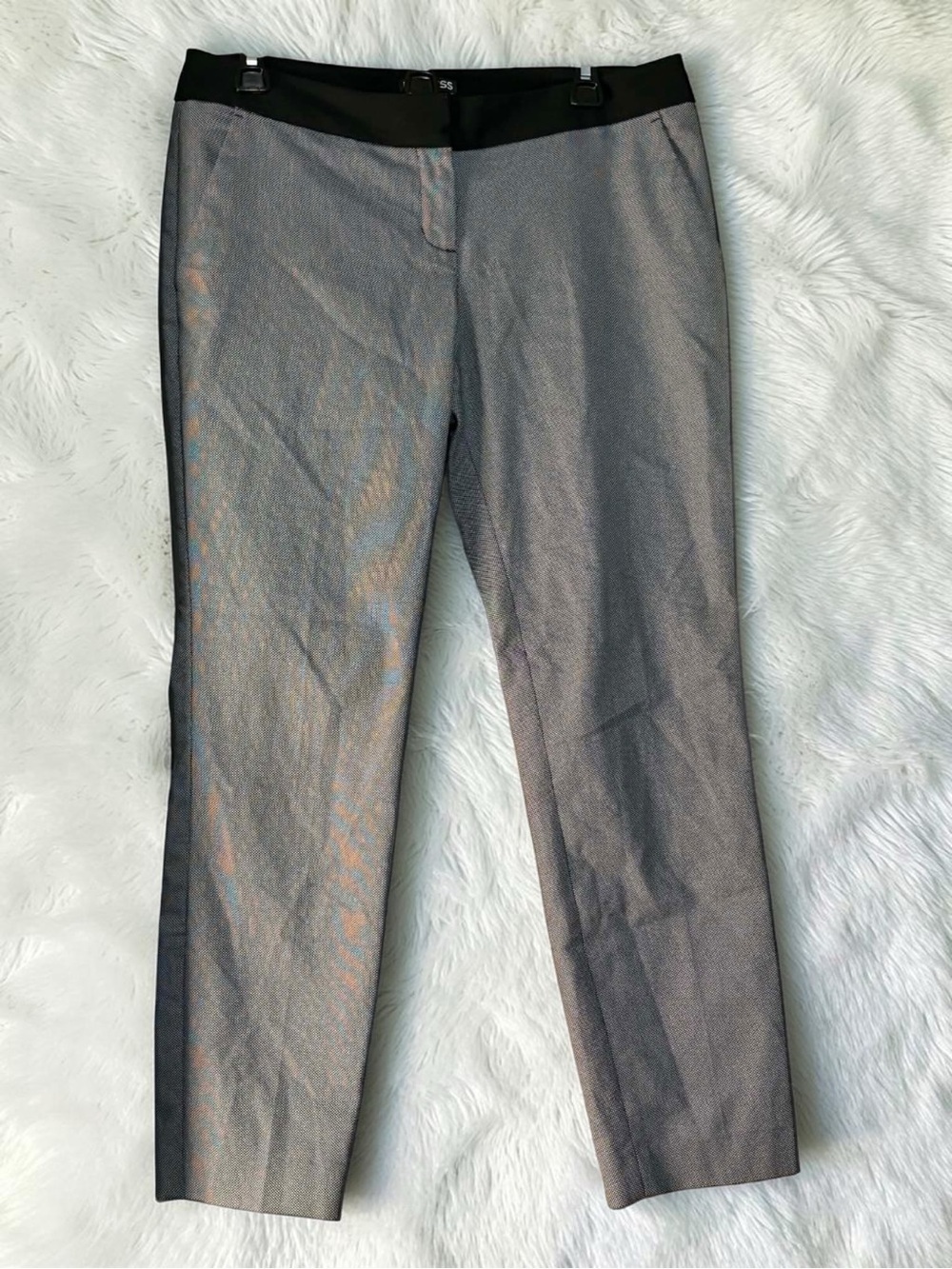 Express Ankle Length Black and Gray Textured Dress Pants Business Casual Size 6